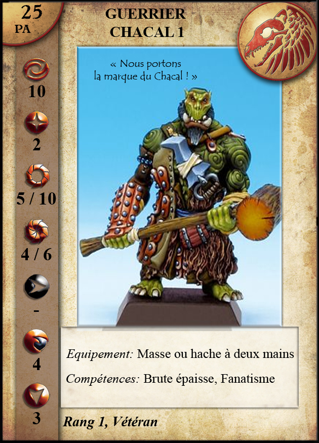 Guerrier Chacal 1 (Masse ou Hache à deux mains)